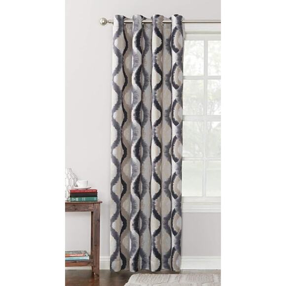 Burbank Watercolor Ogee Energy Efficient Grommet Curtain Panel, 54" x 84", Gray - Picture 1 of 4
